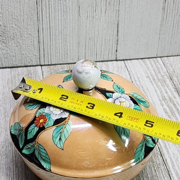 Vtg Noritake Porcelain Trinket Jewelry Dish Lidded Pottery Floral Design Japan - Picture 8 of 8